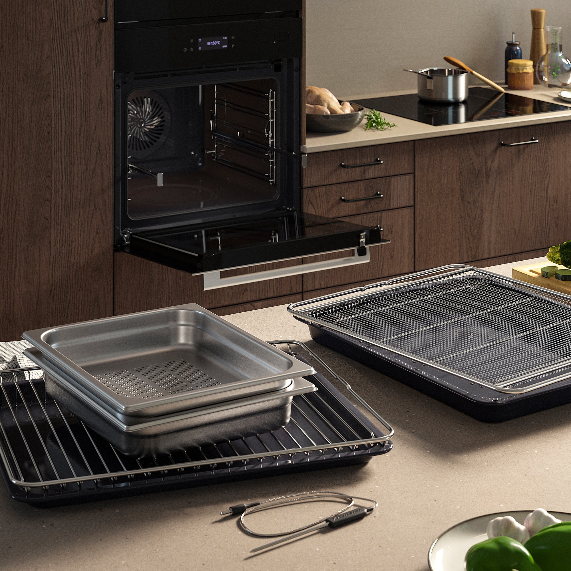 FRILLESBO true fan oven, full steam function air fry function/stainless steel colour IKEA 700, 59.4x59.4x54.6 cm