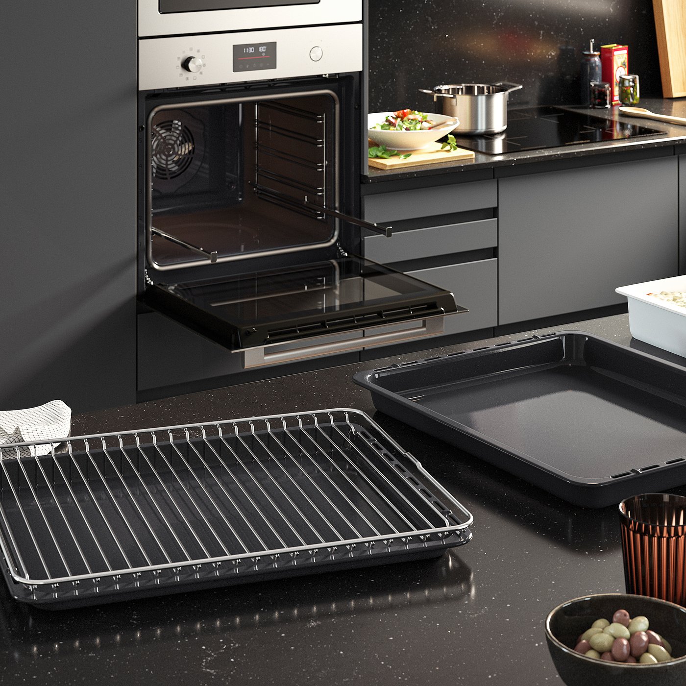 FRILLESBO true fan oven, pyrolytic added steam function/stainless steel colour IKEA 500, 1560 mmx594 mm cm