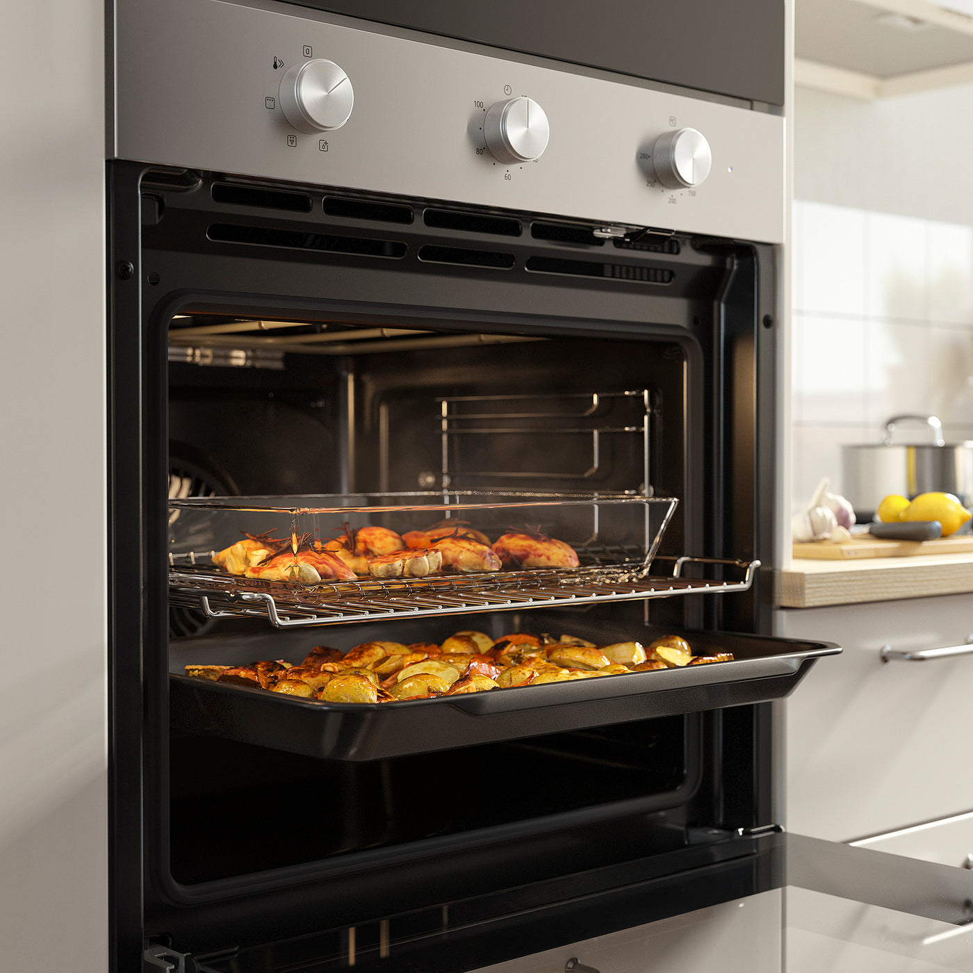 FRILLESBO fan oven, Grill function stainless steel colour/IKEA 300, 59.4x59.5x56.7 cm