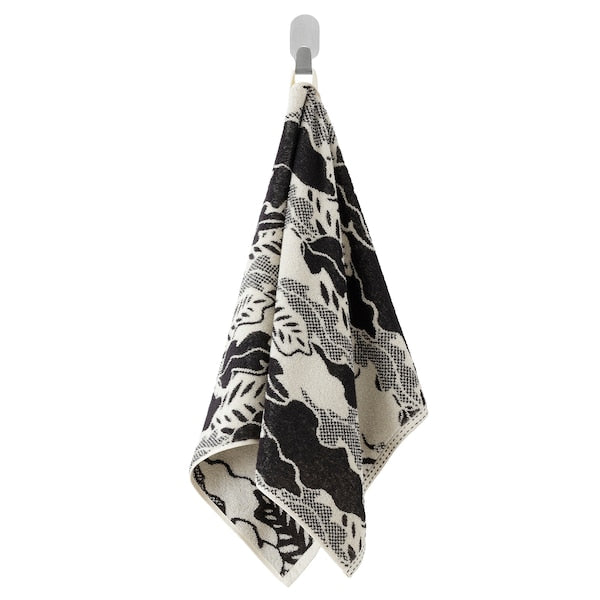 FRÖDD - Hand towel, black/leaf, 50x100 cm