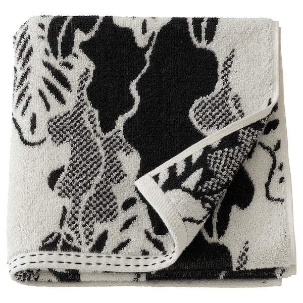 FRÖDD - Hand towel, black/leaf, 50x100 cm