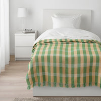 FRÖDD - Throw, green/stripe, 130x180 cm