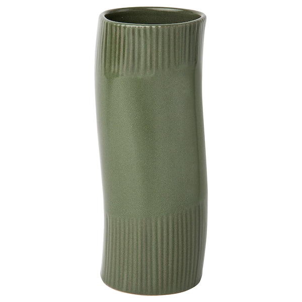 FRÖDD - Vase, dark green, 21 cm