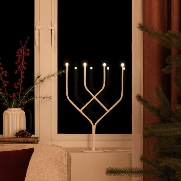 FRÖJDA - 4-arm LED candelabra, metal/white,46 cm