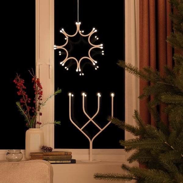 FRÖJDA - 4-arm LED candelabra, metal/white,46 cm