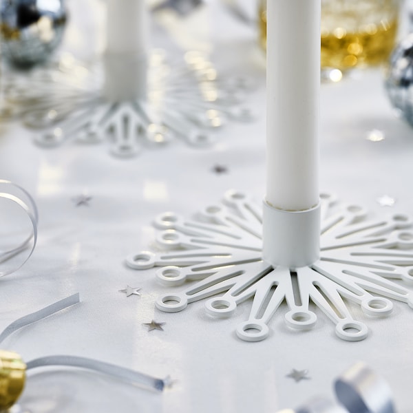 FRÖJDA - Candlestick, white, 3 cm