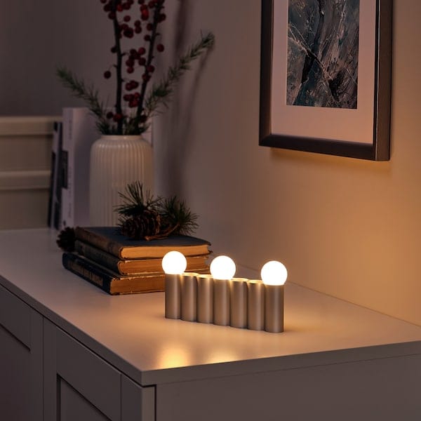 Ikea FRÖJDA - LED table decoration, battery-operated silver-colour, 9x18 cm