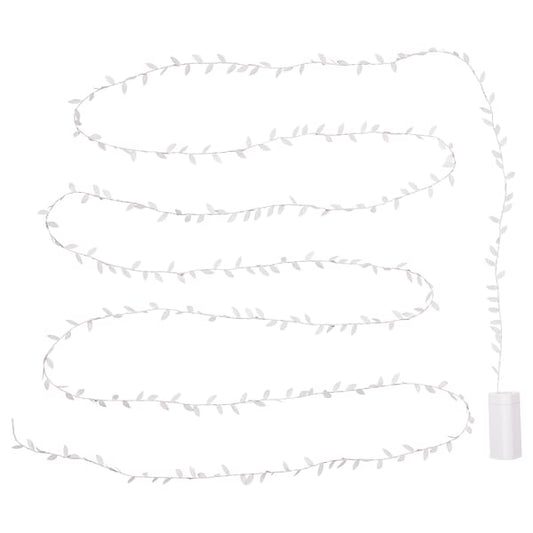 FRÖJDA - LED lighting chain with 40 lights, battery-operated leaf/white