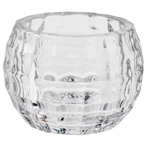 FRÖJDA tealight holder, clear glass, 6 cm