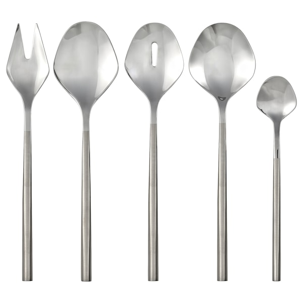 FRÖJDA - 5-piece serving set, stainless steel