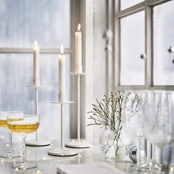 FRÖJDA - Candlestick, set of 3, white