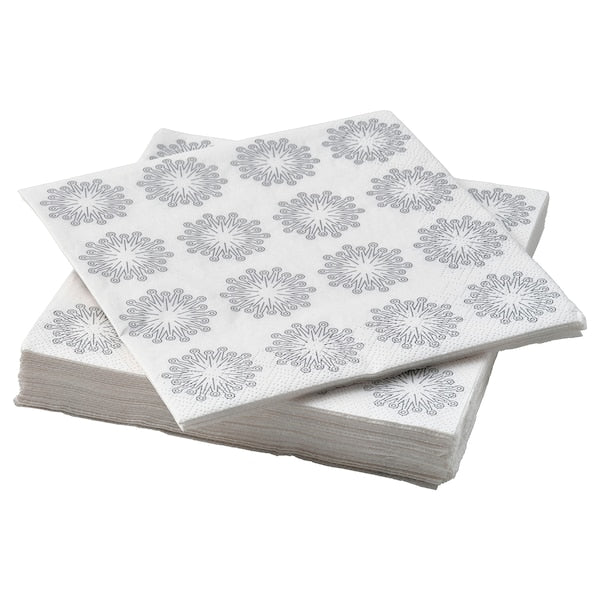 FRÖJDA - Paper napkin, white/grey, 33x33 cm