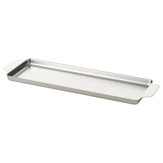 FRÖJDA - Tray, stainless steel, 44x14 cm