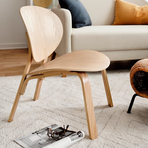 FRÖSET easy chair, white stained oak veneer, 59x74x57 cm