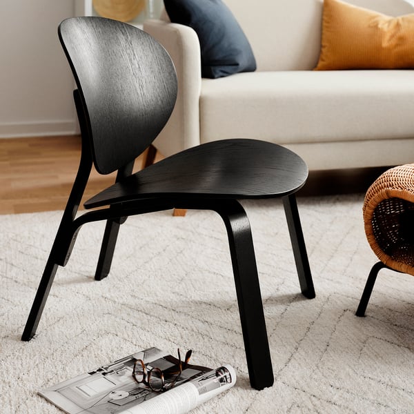 FRÖSET easy chair, black stained oak veneer, 59x74x57 cm
