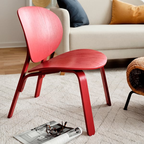 FRÖSET easy chair, red stained oak veneer, 59x74x57 cm
