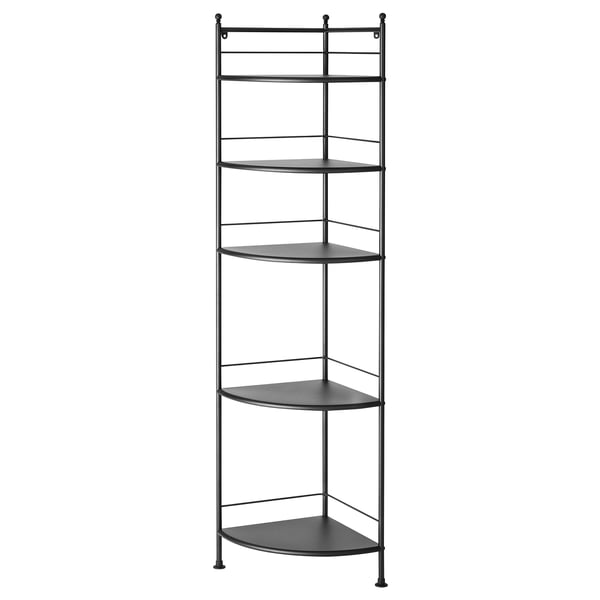 FRÖSJÖN corner shelf unit, black, 35x156 cm