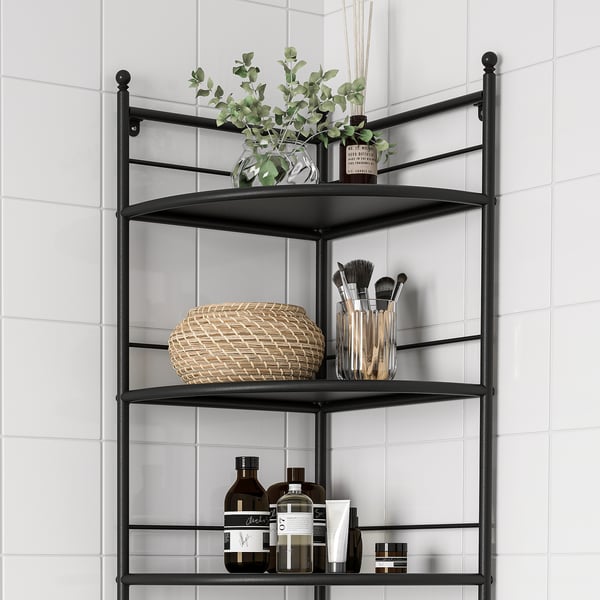 FRÖSJÖN - Corner Shelf, black,35x156 cm