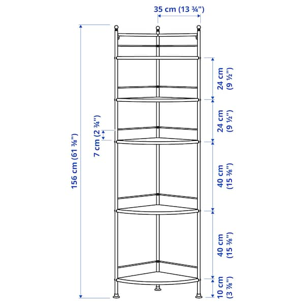 FRÖSJÖN - Corner Shelf, black,35x156 cm