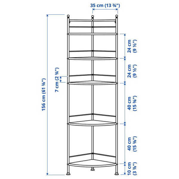 FRÖSJÖN corner shelf unit, black, 35x156 cm