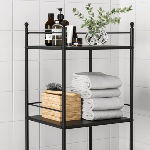 FRÖSJÖN shelving unit, black, 40x96 cm