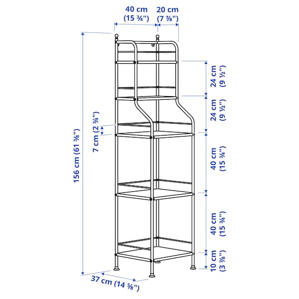 FRÖSJÖN - Shelving unit, black, 40x156 cm