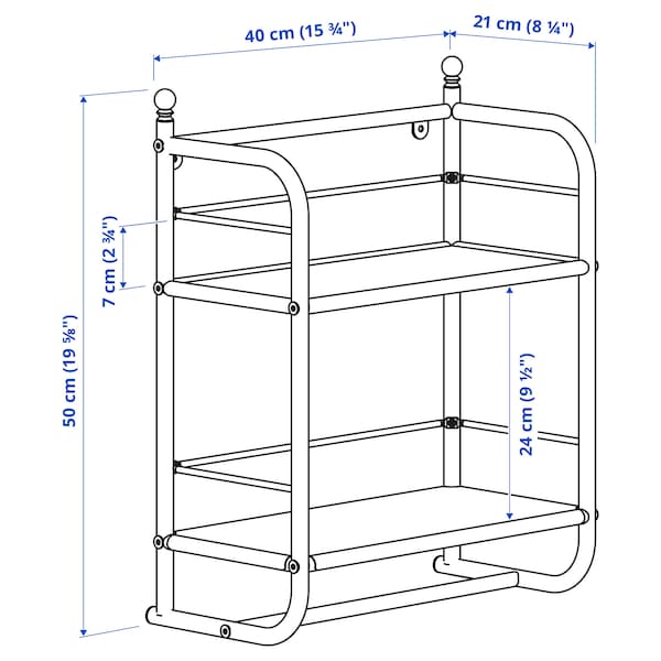 FRÖSJÖN - Wall shelf, black, 40x51 cm