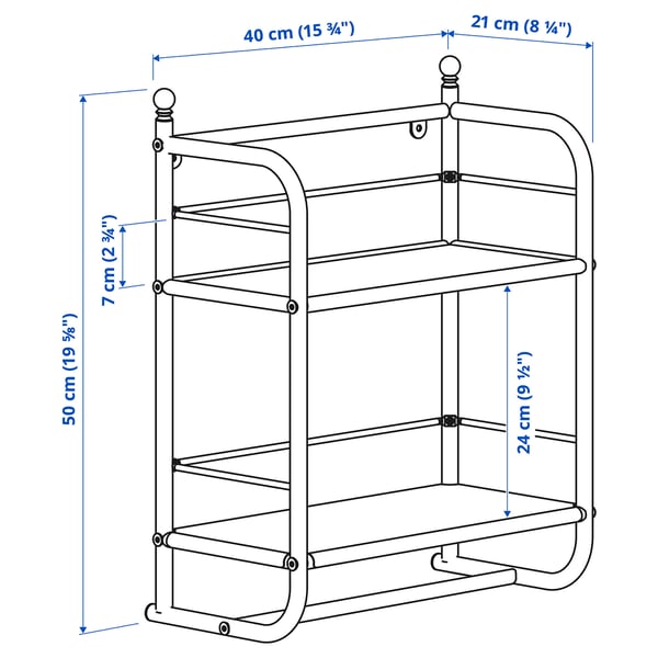 FRÖSJÖN wall shelf, black, 40x51 cm