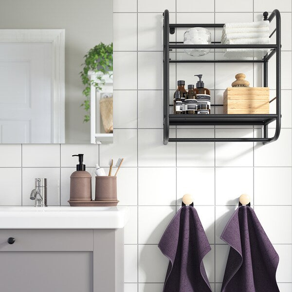 FRÖSJÖN - Wall shelf, black, 40x51 cm