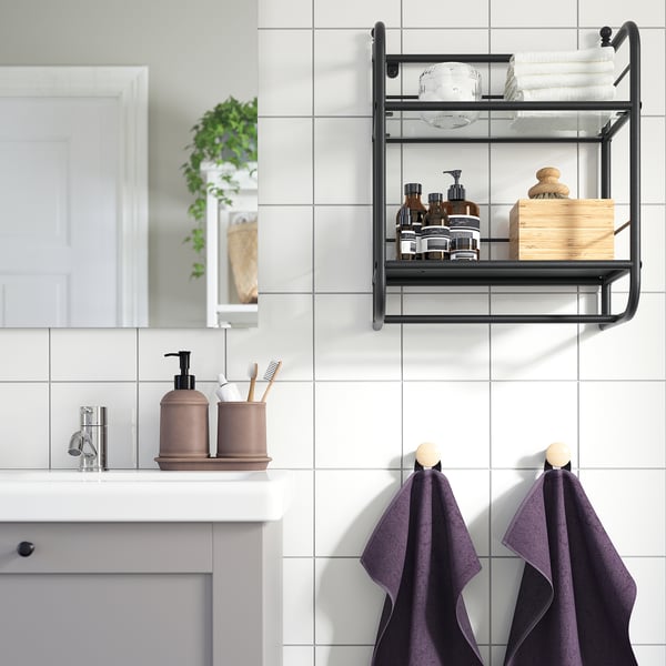 FRÖSJÖN wall shelf, black, 40x51 cm