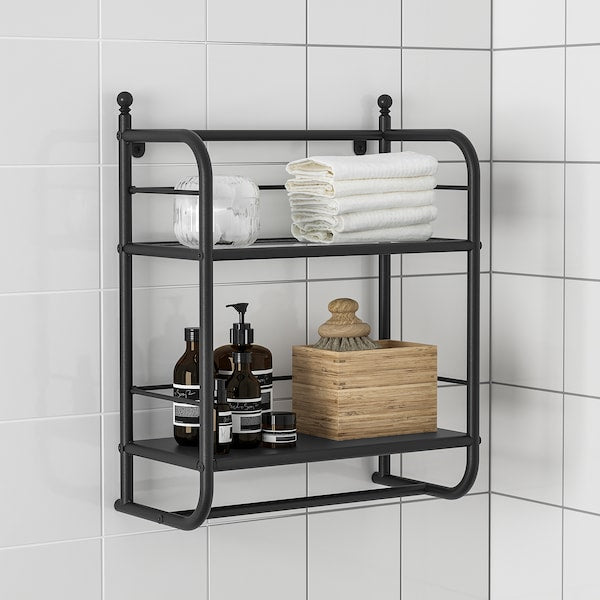 FRÖSJÖN - Wall shelf, black, 40x51 cm