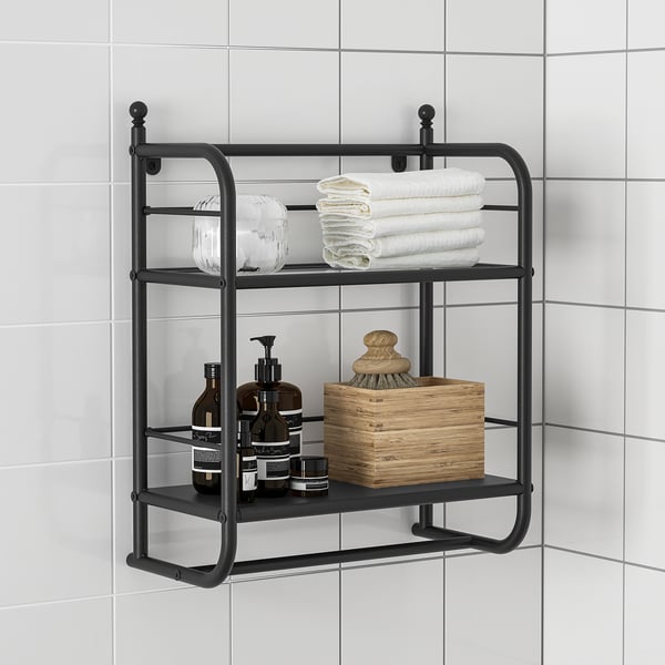 FRÖSJÖN wall shelf, black, 40x51 cm