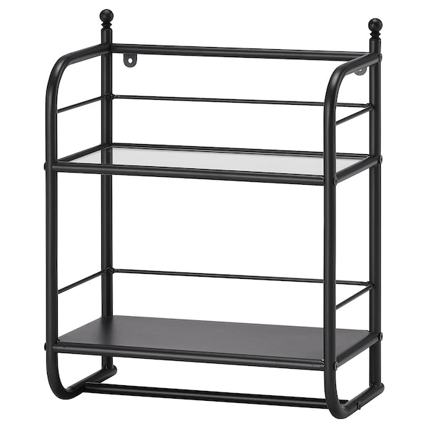 FRÖSJÖN - Wall shelf, black, 40x51 cm