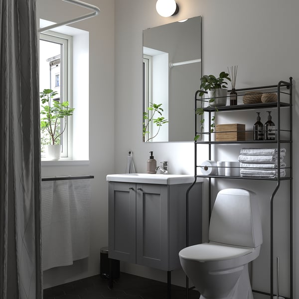 FRÖSJÖN over-the-toilet shelf, black, 65x156 cm