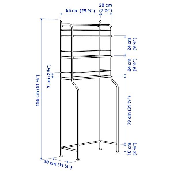 FRÖSJÖN - Toilet shelf, black,65x156 cm