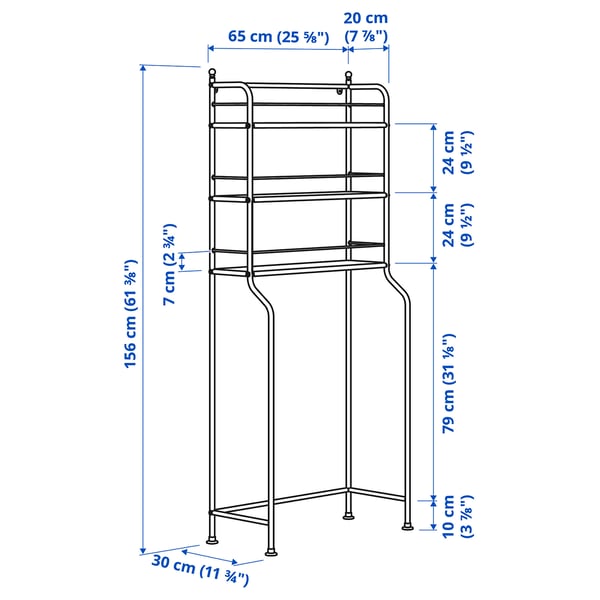 FRÖSJÖN over-the-toilet shelf, black, 65x156 cm