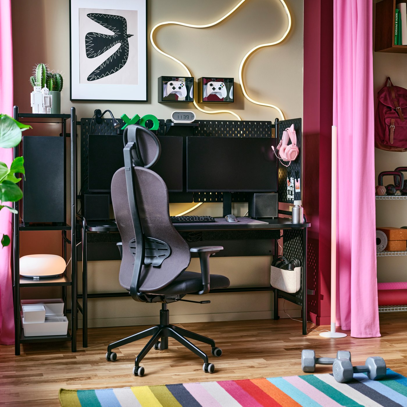 FRÖSKELÅS gaming desk, black, 144x71 cm