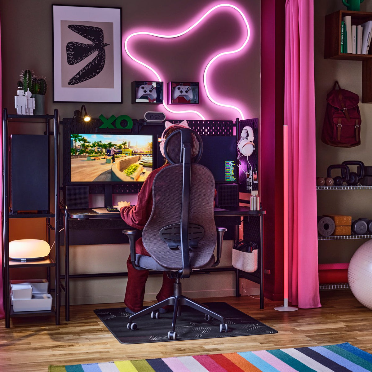 FRÖSKELÅS gaming desk, black, 144x71 cm