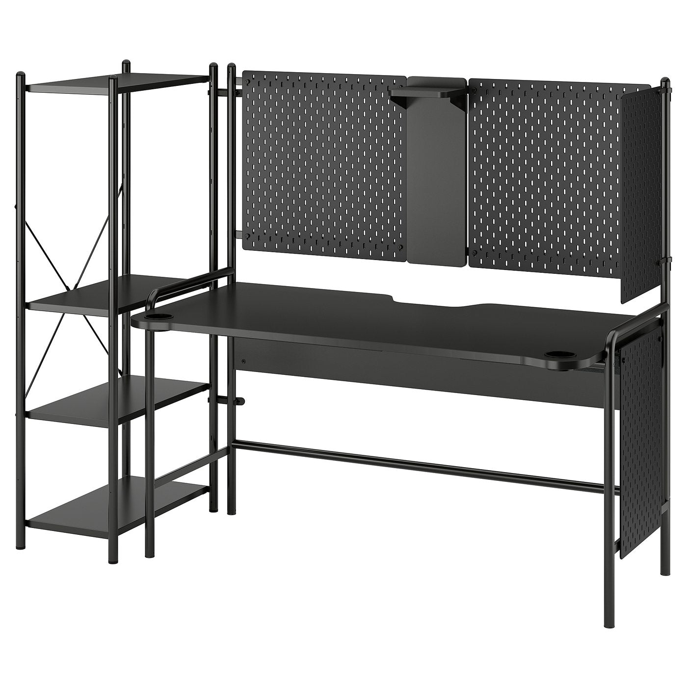 FRÖSKELÅS gaming desk, with storage/black