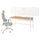 FRÖSKELÅS / UTKLASSNING gaming desk and chair, white/grey