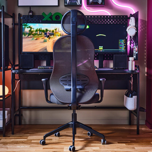 FRÖSKELÅS / UTKLASSNING gaming desk and chair, black/anthracite