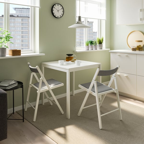 FRÖSVI folding chair, white/Knisa light grey, 43x78x49 cm