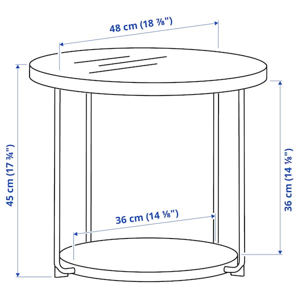 FRÖTORP - Side table, anthracite marble effect/black glass, 48 cm