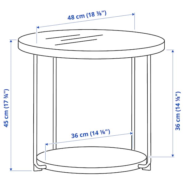 Ikea FRÖTORP - Side table, anthracite marble effect/black glass, 48 cm
