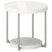 FRÖTORP side table, white chrome-plated/white glass, 48 cm