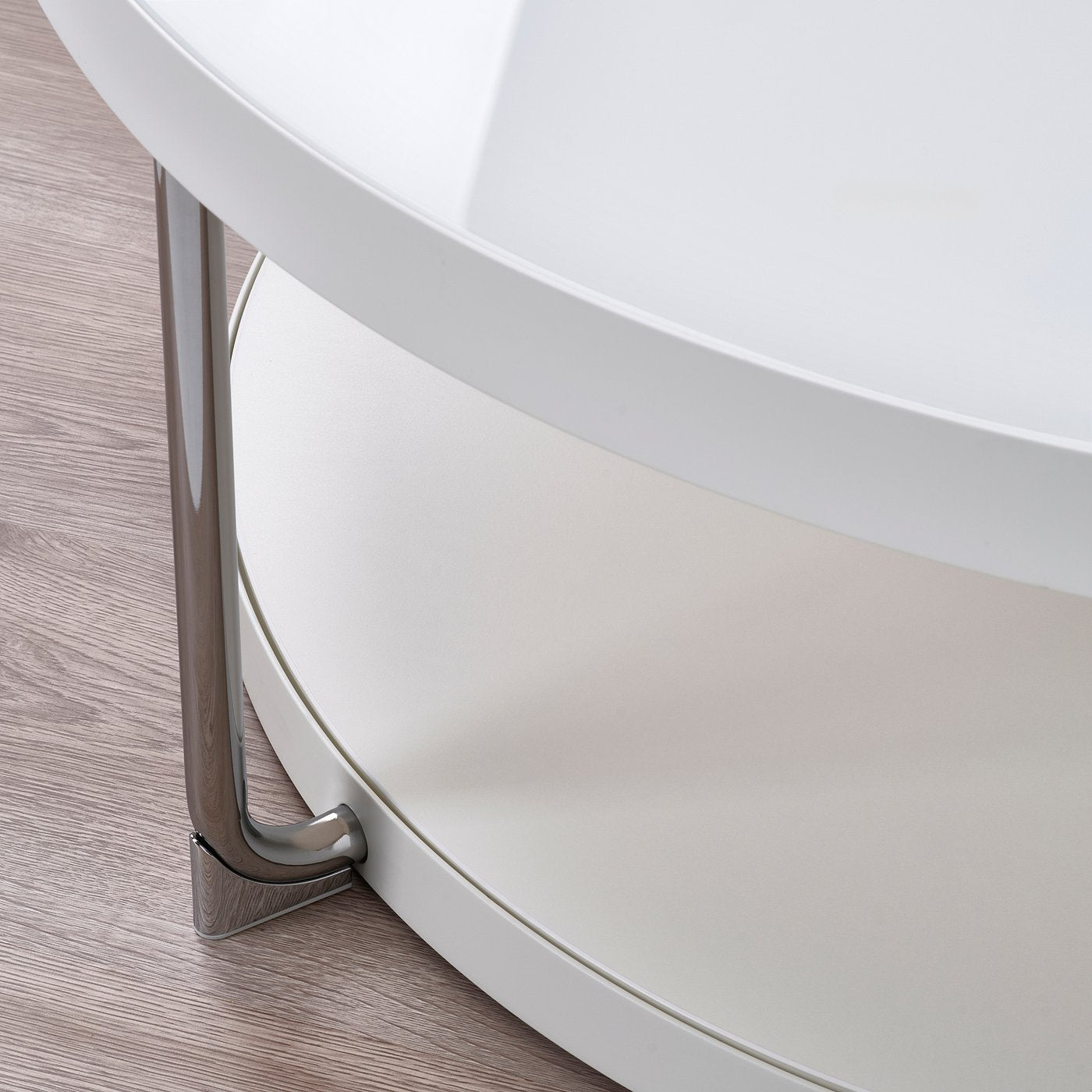 FRÖTORP coffee table, white chrome-plated/white glass, 88 cm
