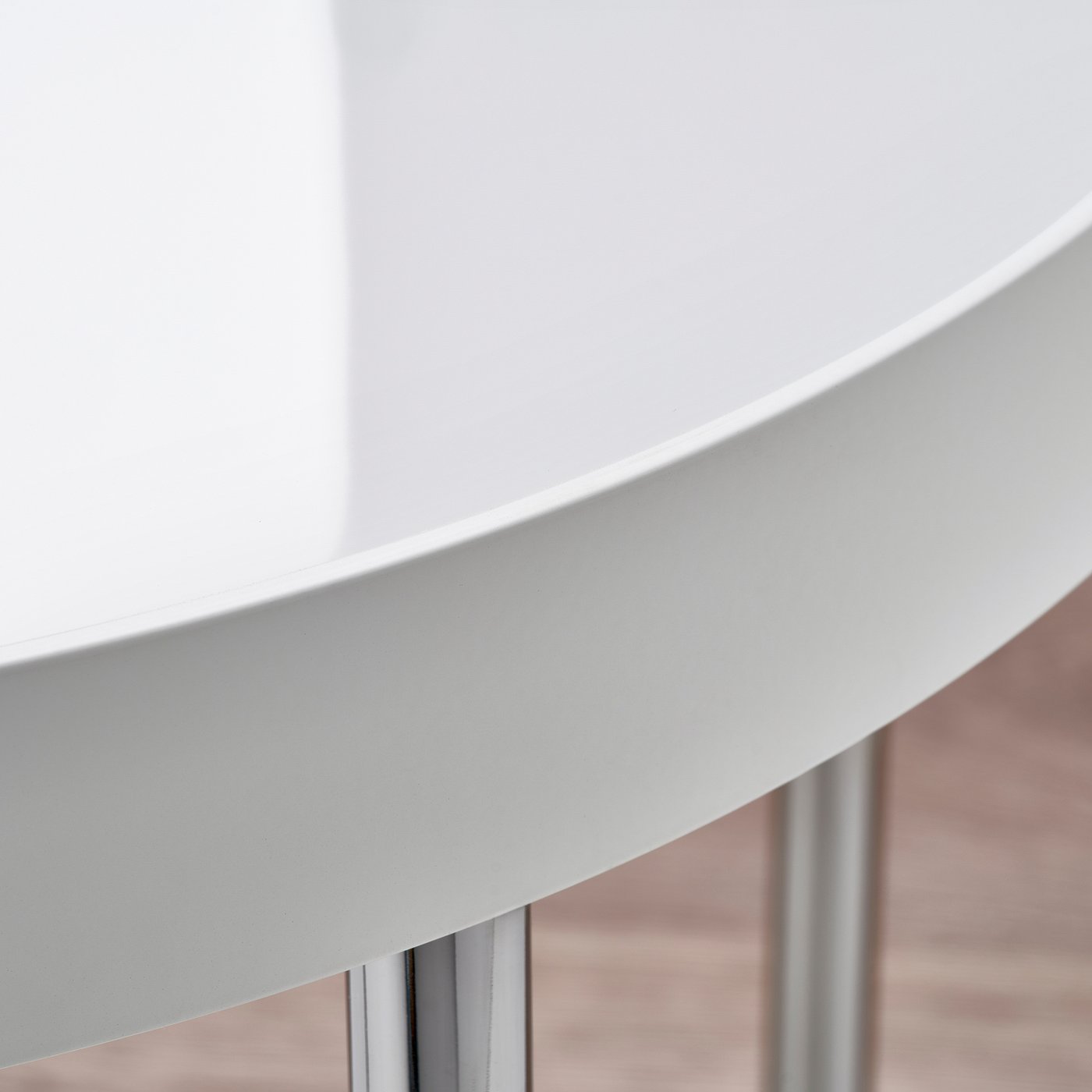 FRÖTORP side table, white chrome-plated/white glass, 48 cm