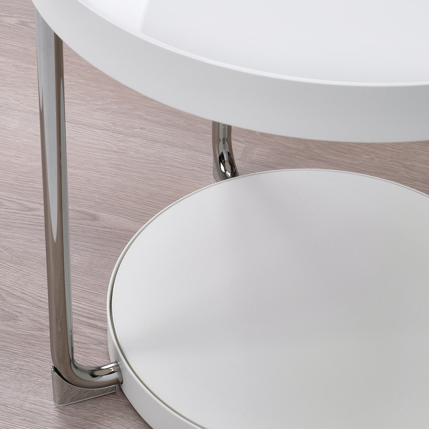 FRÖTORP side table, white chrome-plated/white glass, 48 cm
