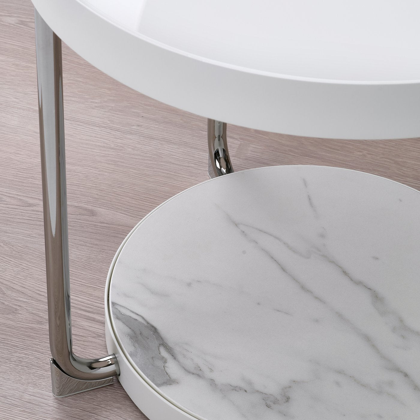 FRÖTORP side table, white chrome-plated/white glass, 48 cm