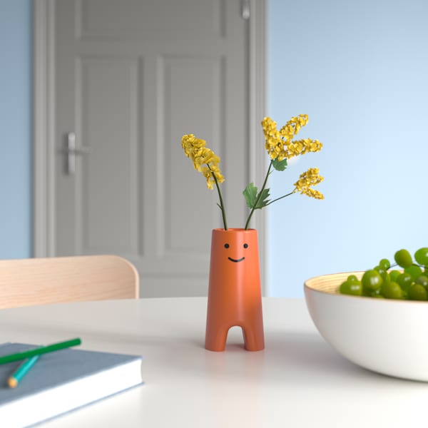 FRÖVÄXT vase, brown-orange, 14 cm